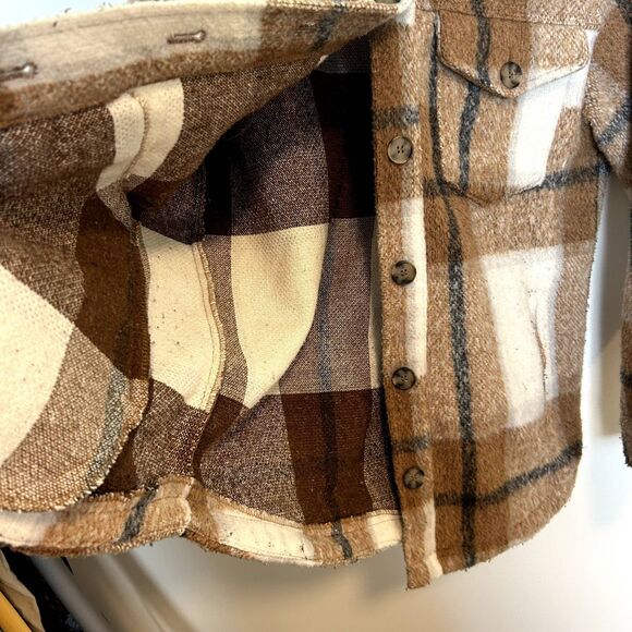 Avec Les Filles Womens Plaid Shacket Cognac Brown Jacket Size Medium Long Sleeve - Picture 2 of 15